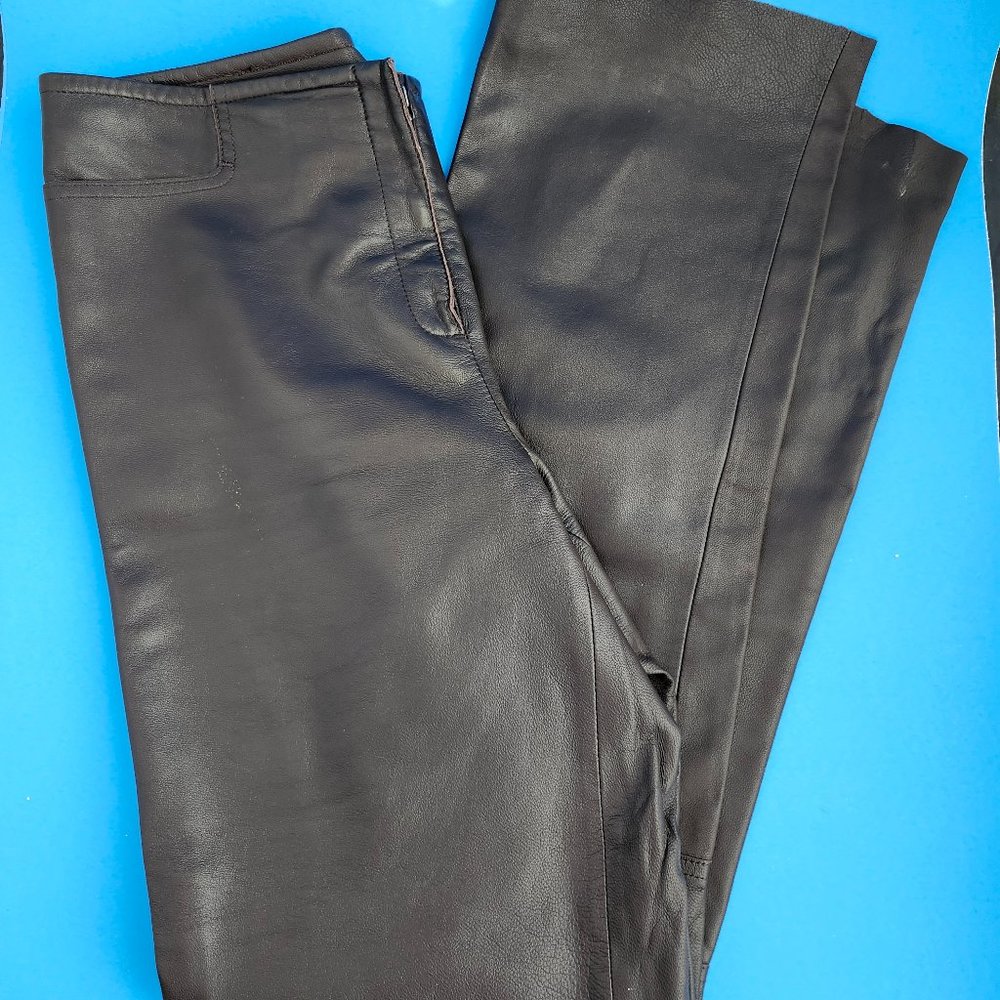 WOMEN'S MAX STUDIO BROWN 100% LEATHER PANTS SIZE 8